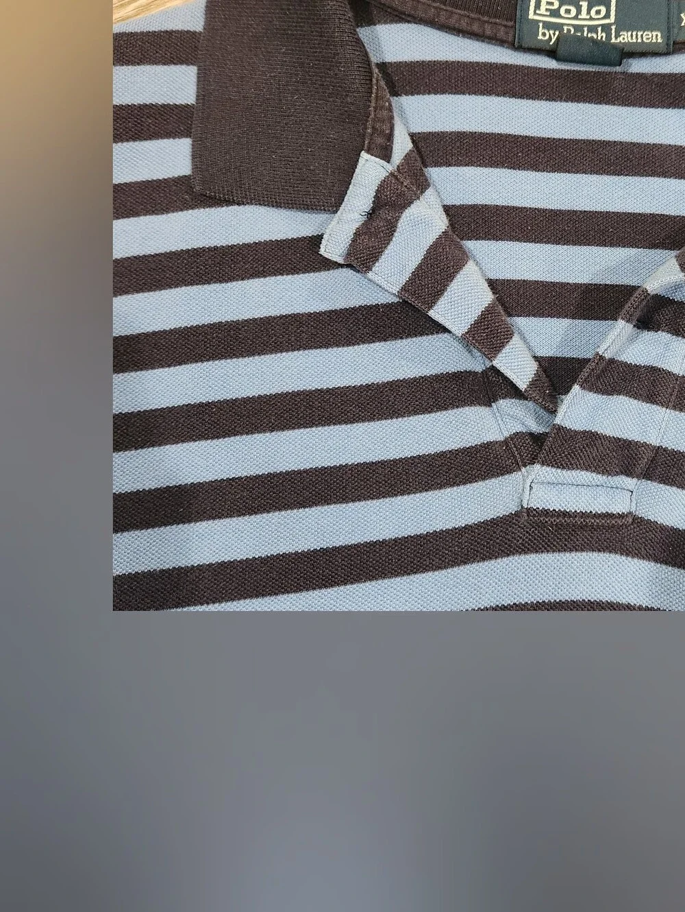 Ralph Lauren XL Striped Short-Sleeve Polo in Light Blue and Dark blue